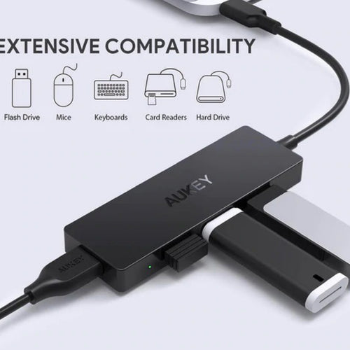 AUKEY CBC64 USB C Hub Ultra Slim with 4 USB 3.0 Data Ports Black