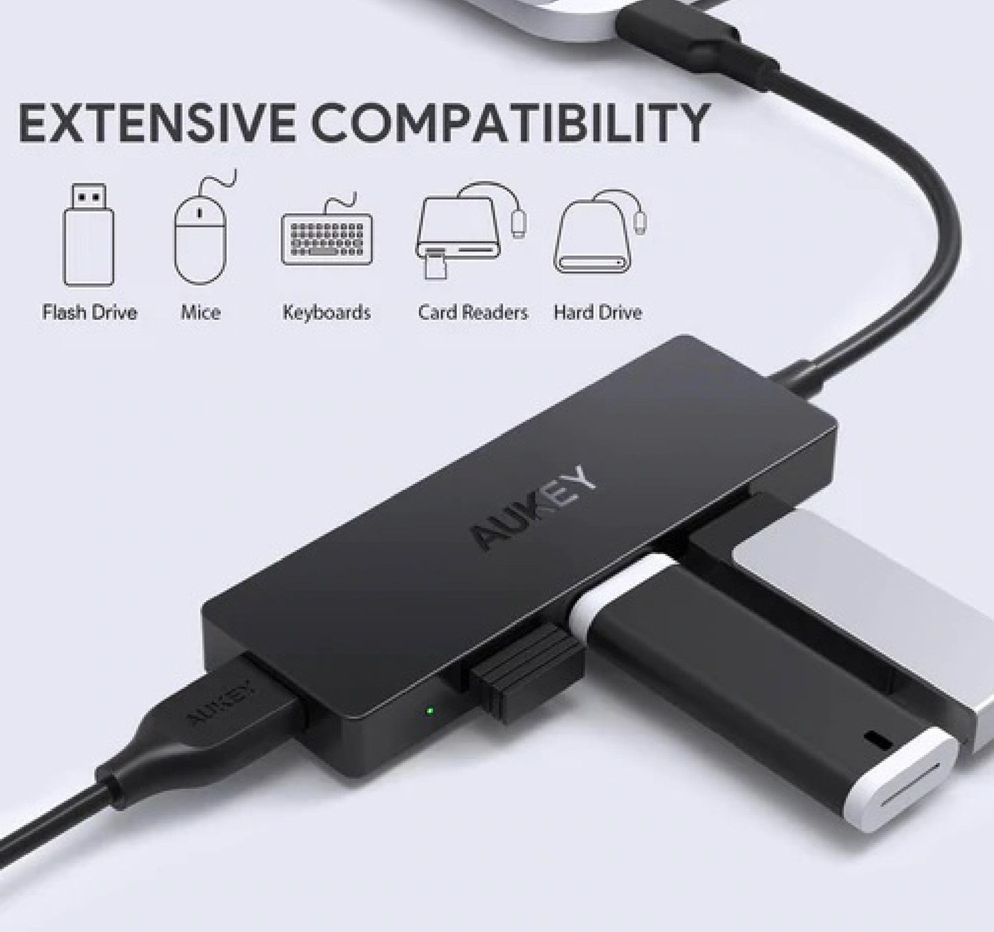 AUKEY CBC64 USB C Hub Ultra Slim with 4 USB 3.0 Data Ports Black