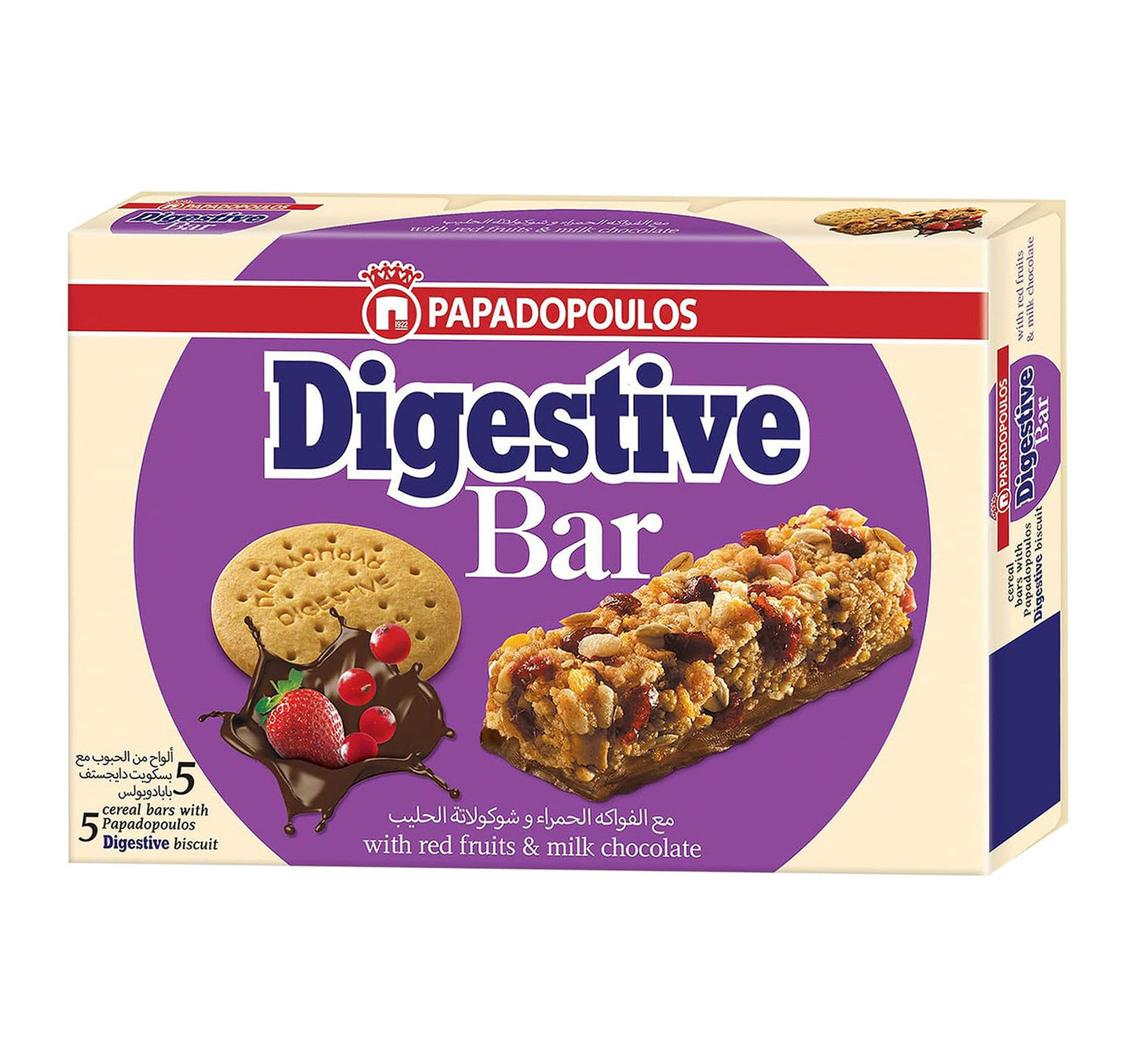 Papadopoulos Digestive Bar With Red Fruit & Milk Chocolate 5 x 28 g