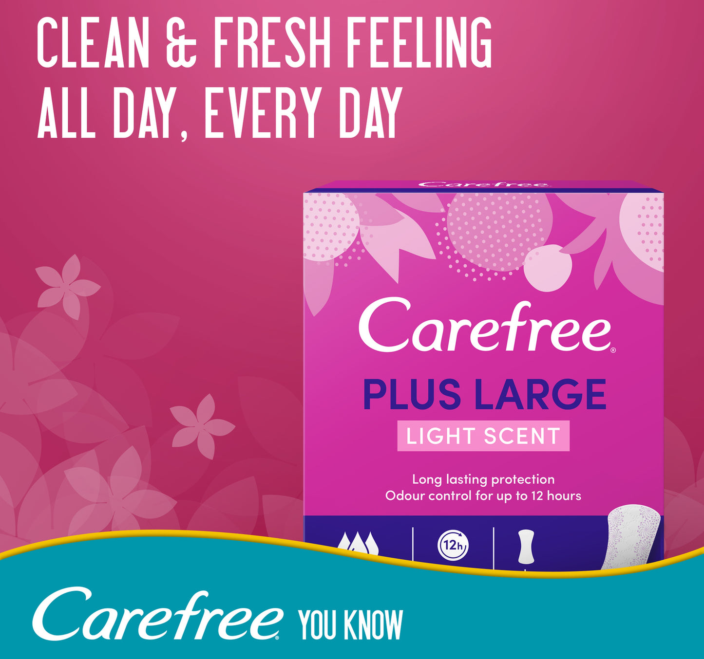 Carefree Panty Liners Plus Large Light Scent 48 pcs