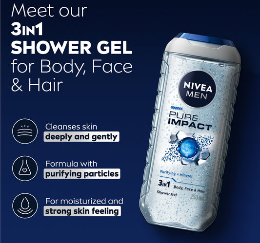 Nivea Men Pure Impact 3in1 Shower Gel 250 ml