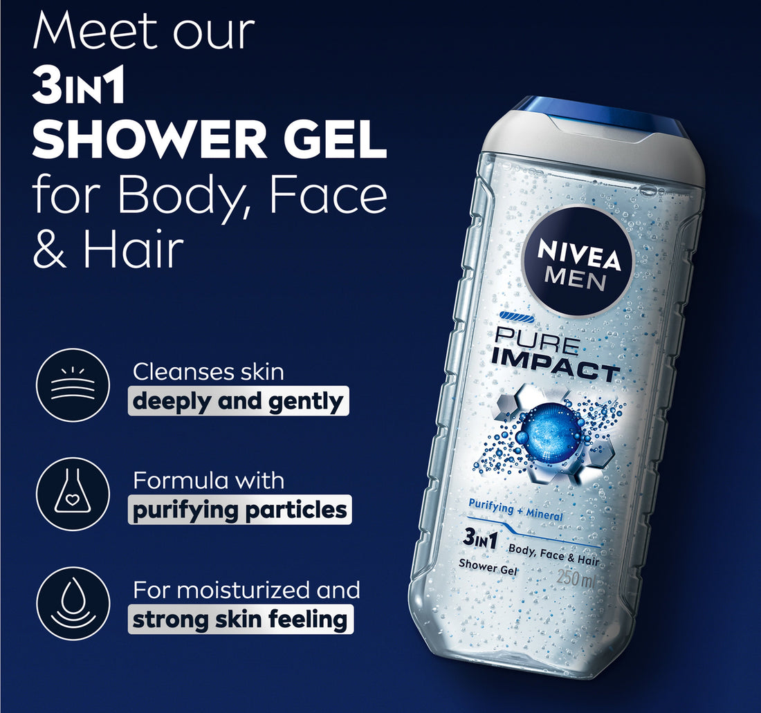 Nivea Men Pure Impact 3in1 Shower Gel 250 ml