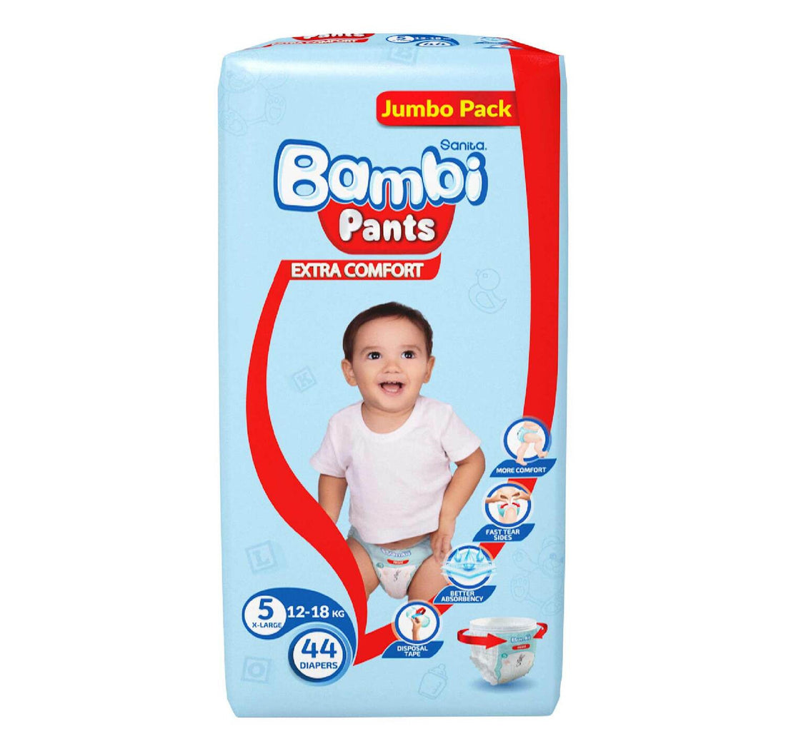 Sanita Bambi Baby Diaper Pants Size 5 Extra Large 12-18 kg 44 pcs