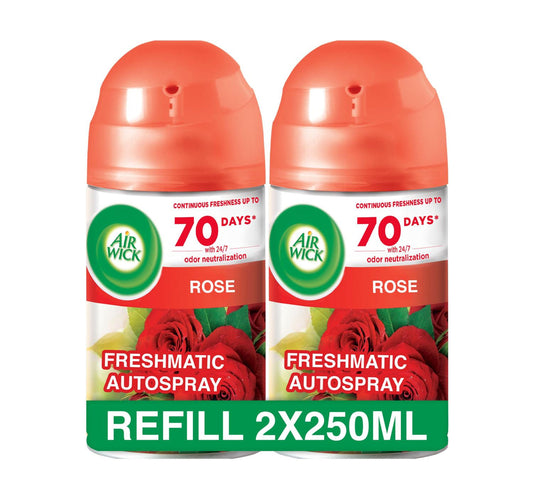 عبوة إعادة تعبئة بخاخ معطر جو أوتوماتيكي من إير ويك برائحة الورد، قطعتين، 250 مل