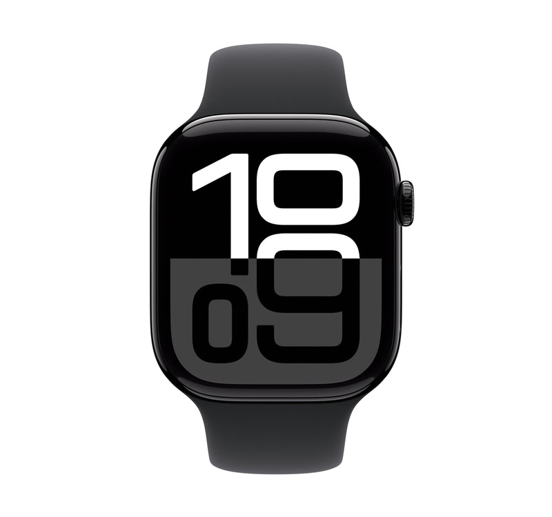 Apple Watch Series 10 GPS, 42 mm Jet Black Aluminium Case with Black Sport Band - S/M Sultan Center