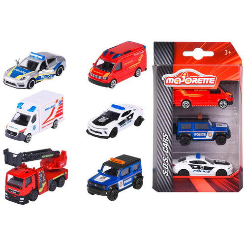 Majorette S.O.S 3 Car Pack 3 Pcs Set, 2 Assist, Assorted, 212057261038