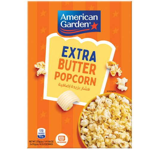 American Garden Gluten Free Microwave Extra Butter Popcorn 273 g