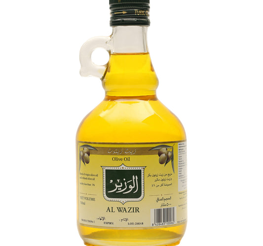 زجاجة زيت زيتون بكر الوزير بمقبض 500 مل