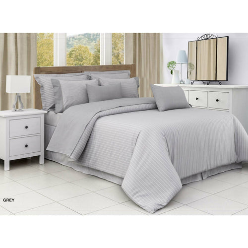 Cannon Solid Striped Collection 100% Cotton Bedsheet 168x244cm 144 Thread Count Grey
