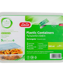 LuLu Plastic Containers Rectangular 500 ml 5 pcs