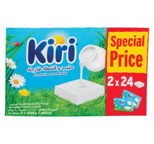 Kiri Spreadable Cream Cheese Squares 2 x 24 Portions 800 g