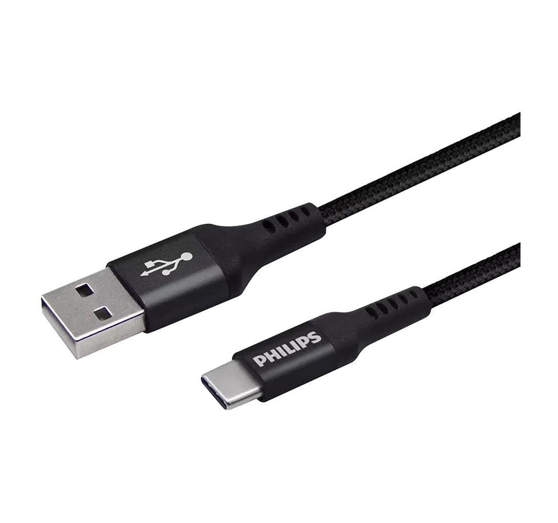 كابل فيليبس USB-A إلى USB-C مضفر بطول 2 متر DLC5206A/00 (أسود)