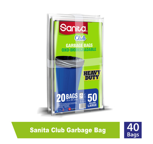 Sanita Club Garbage Bag Heavy Duty Large 50 Gallon Size 76 x 95cms 2 x 20pcs