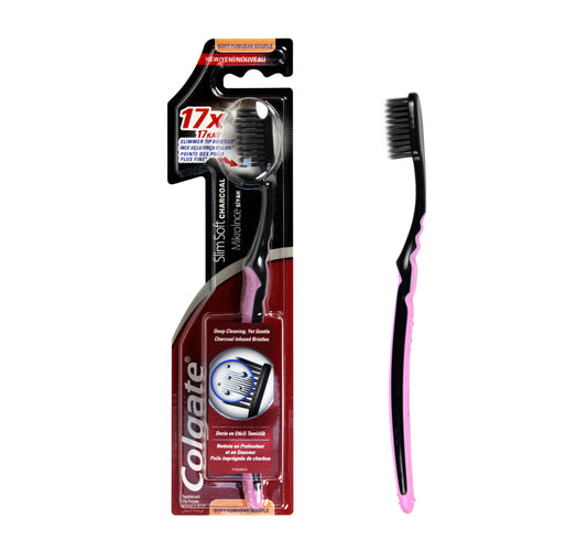 Colgate Black Charcoal Slim Soft Toothbrush Assorted Colour 1 pc