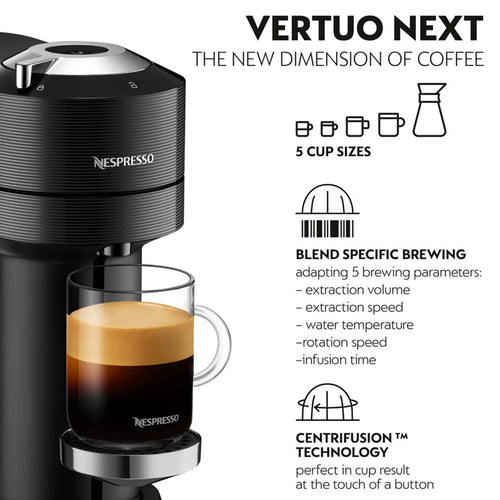 Nespresso Vertuo Next Coffee Machine, Black, GCV1-GB-BK-NE