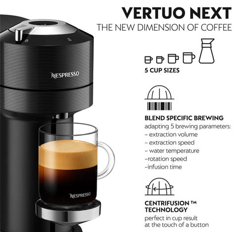 Nespresso Vertuo Next Coffee Machine, Black, GCV1-GB-BK-NE