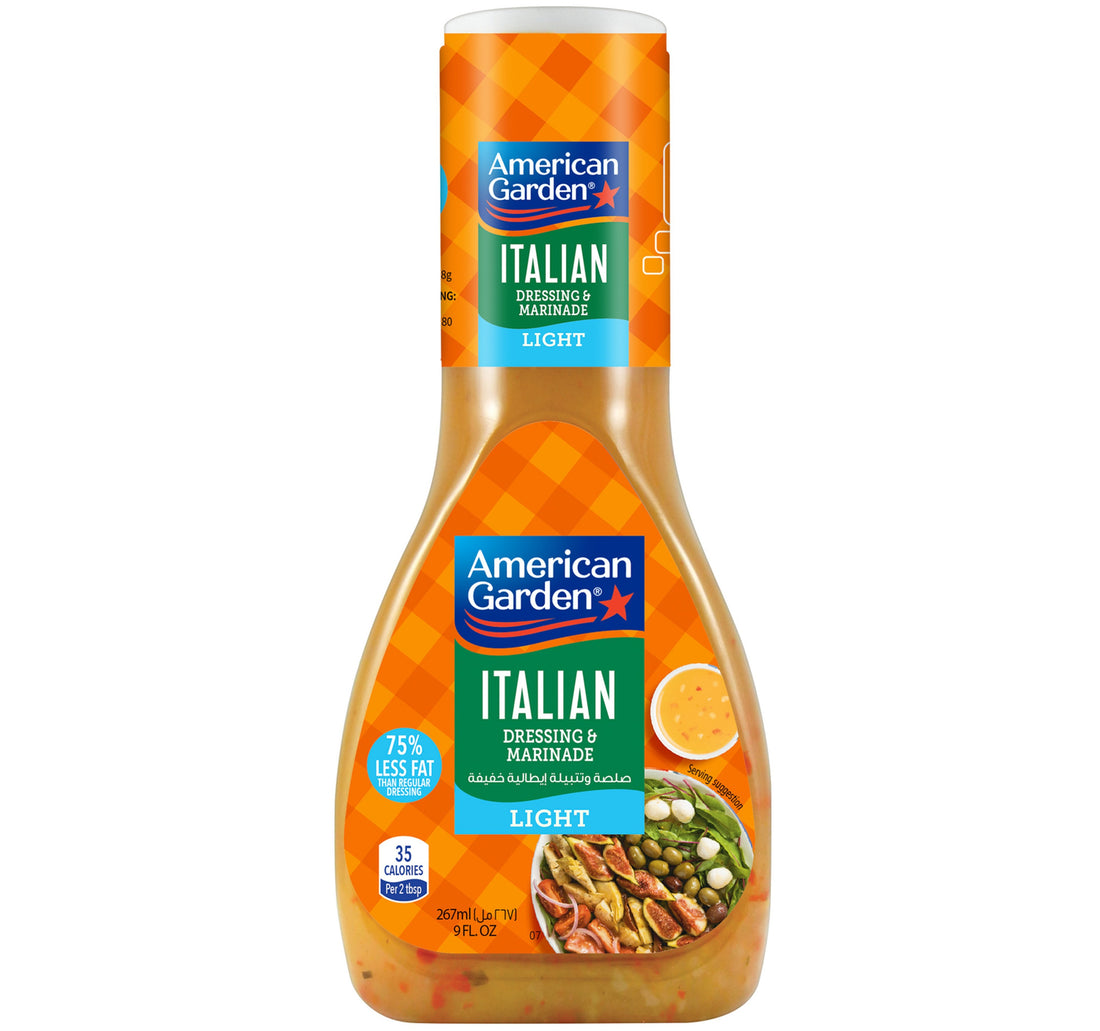 صلصة التتبيلة الإيطالية الخفيفة الخالية من الغلوتين ومنتجات الألبان من أميريكان جاردن، 267 مل