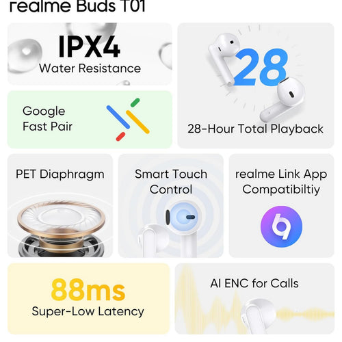 Realme Earbuds T01 White