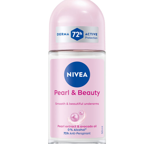Nivea Pearl & Beauty Antiperspirant Deodorant for Women 72H Active Protection with Pearl Extract and Avocado Oil Roll-on 50 ml