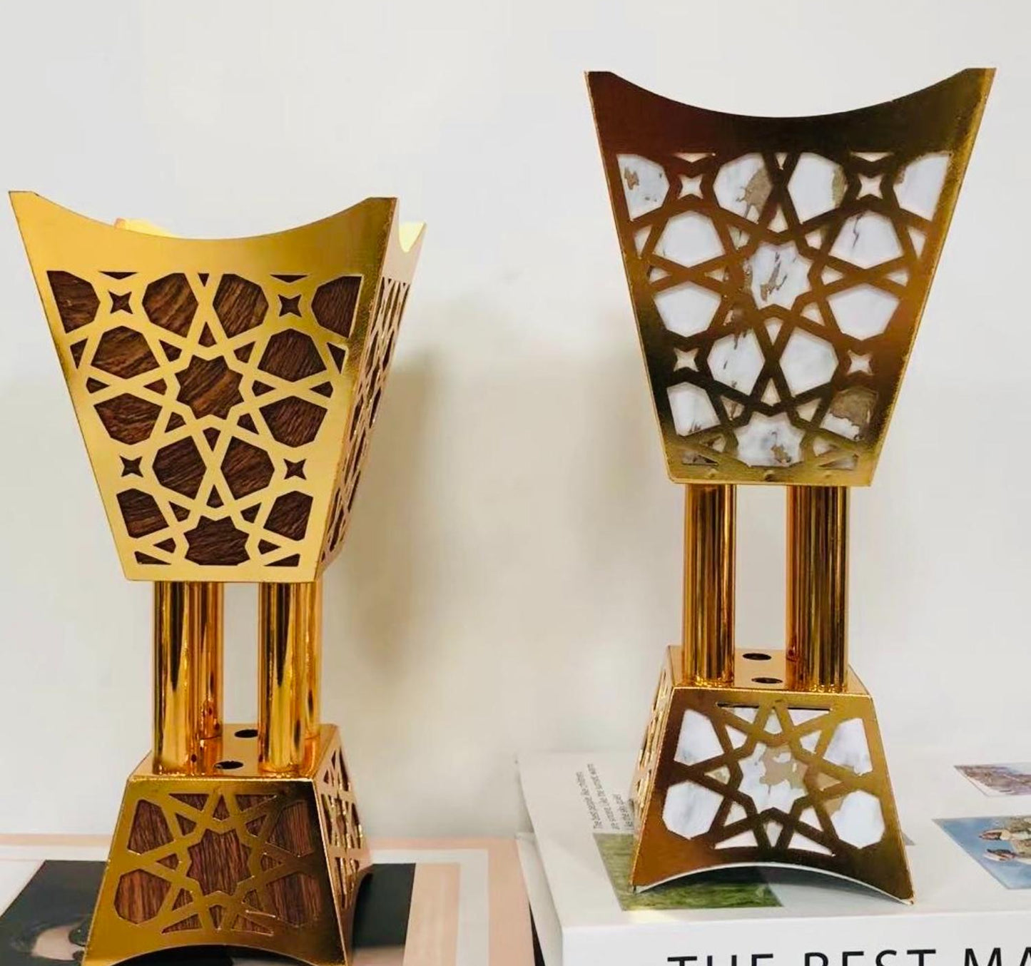 Maple Leaf Metal Incense Charcoal Burner 13x27cm Gold