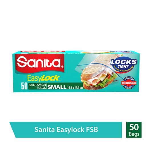 Sanita Easy Zip Lock Food Storage Small Size 16.5 x 14.9cm 50pcs