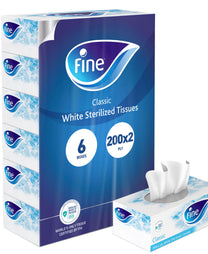 Fine Classic White Sterilized Facial Tissue 2ply 6 x 200 Sheets