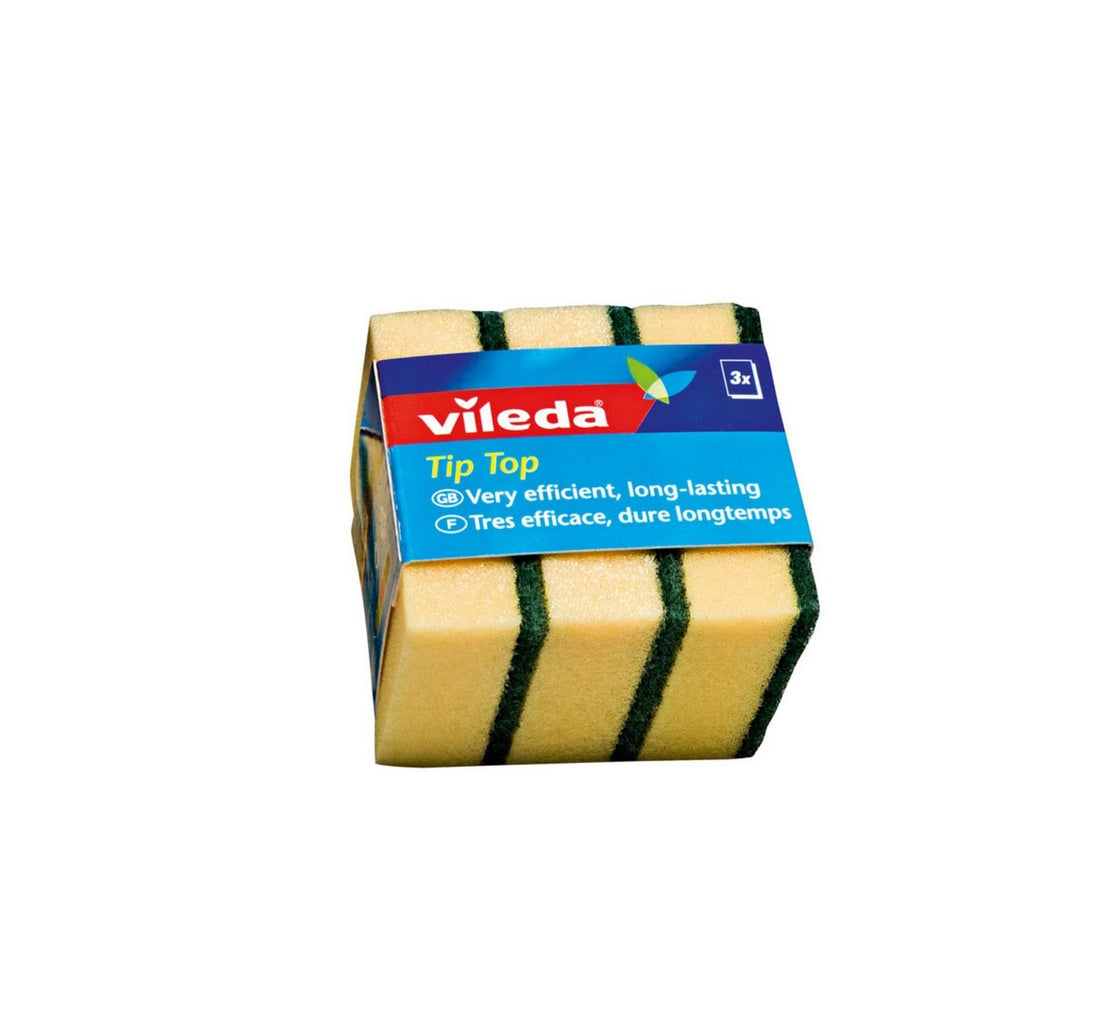 Vileda Tip Top Dish Washing Medium Foam Sponge Scourer 3 pcs