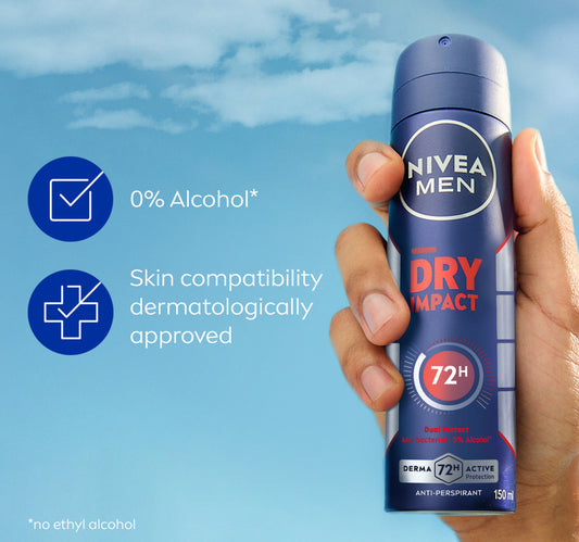 Nivea Men Dry Impact Anti-Perspirant Deodorant for Men with 72H Protection Spray 150 ml