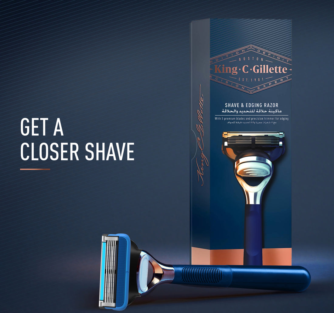King C. Gillette Men's 5 Blade Shave and Edging Razor with Built In Single Blade Precision Trimmer and Premium Handle 1Up
