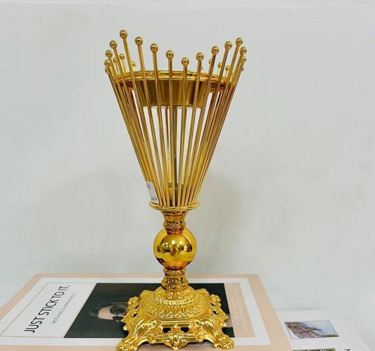 Maple Leaf Metal Incense Charcoal Burner 11x24cm Gold