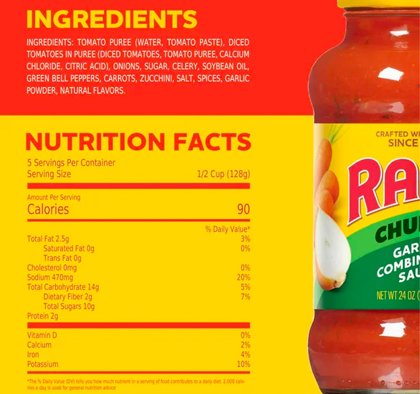 Ragu Chunky Garden Combination Sauce 680 g