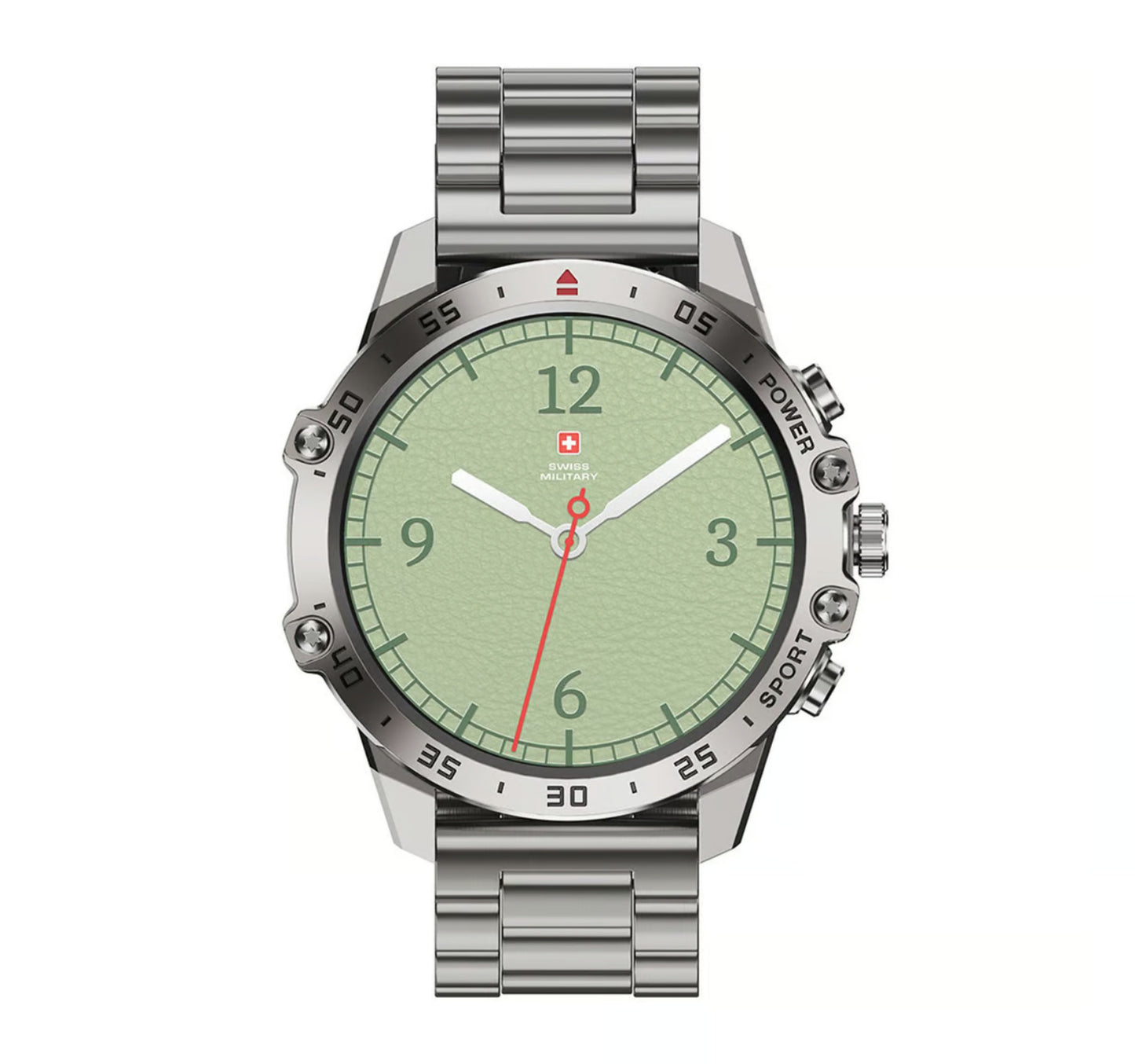 Swiss Military DOM 5 Smart Watch, 1.43 Inches Amoled Display With Metal Strap, Silver