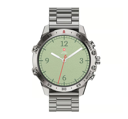 Swiss Military DOM 5 Smart Watch, 1.43 Inches Amoled Display With Metal Strap, Silver