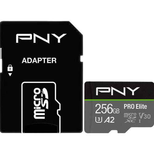بطاقة ذاكرة فلاش مايكرو إس دي PNY PRO Elite Class 10 U3 V30، سعة 256 جيجابايت، P-SDU256V32100PRO-GE