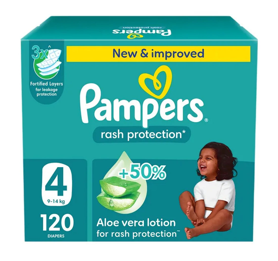 Pampers Diaper Rash Protection Aloe Vera Lotion, Size 4, 9-14 kg, 120 pcs