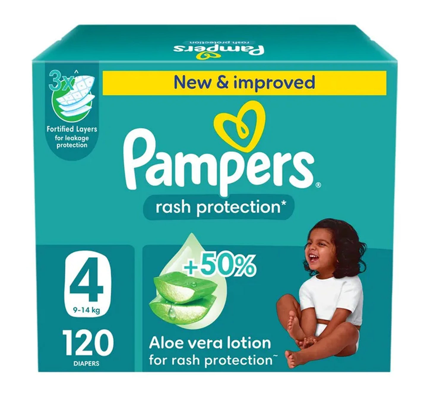 Pampers Diaper Rash Protection Aloe Vera Lotion, Size 4, 9-14 kg, 120 pcs