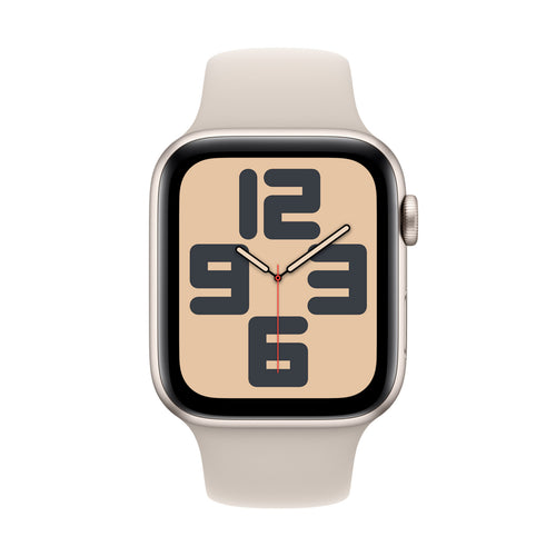 Apple Watch SE GPS Smartwatch, 44 mm Starlight Aluminium Case with Starlight Sport Band, S/M, MRE43