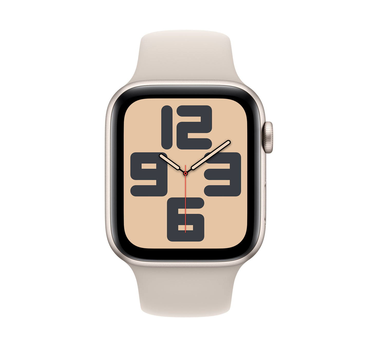 Apple Watch SE GPS Smartwatch, 44 mm Starlight Aluminium Case with Starlight Sport Band, S/M, MRE43