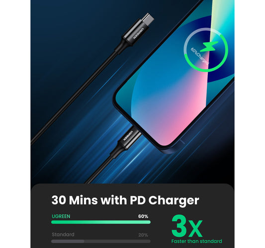 Ugreen USB-C to Lightning Cable, 1 m, Black, 60751