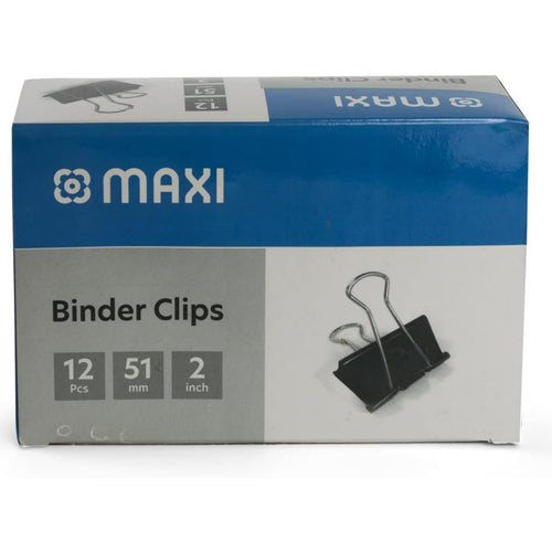 Maxi Metal Binder Clips, 51mm, 12 pcs, Black, BCL51