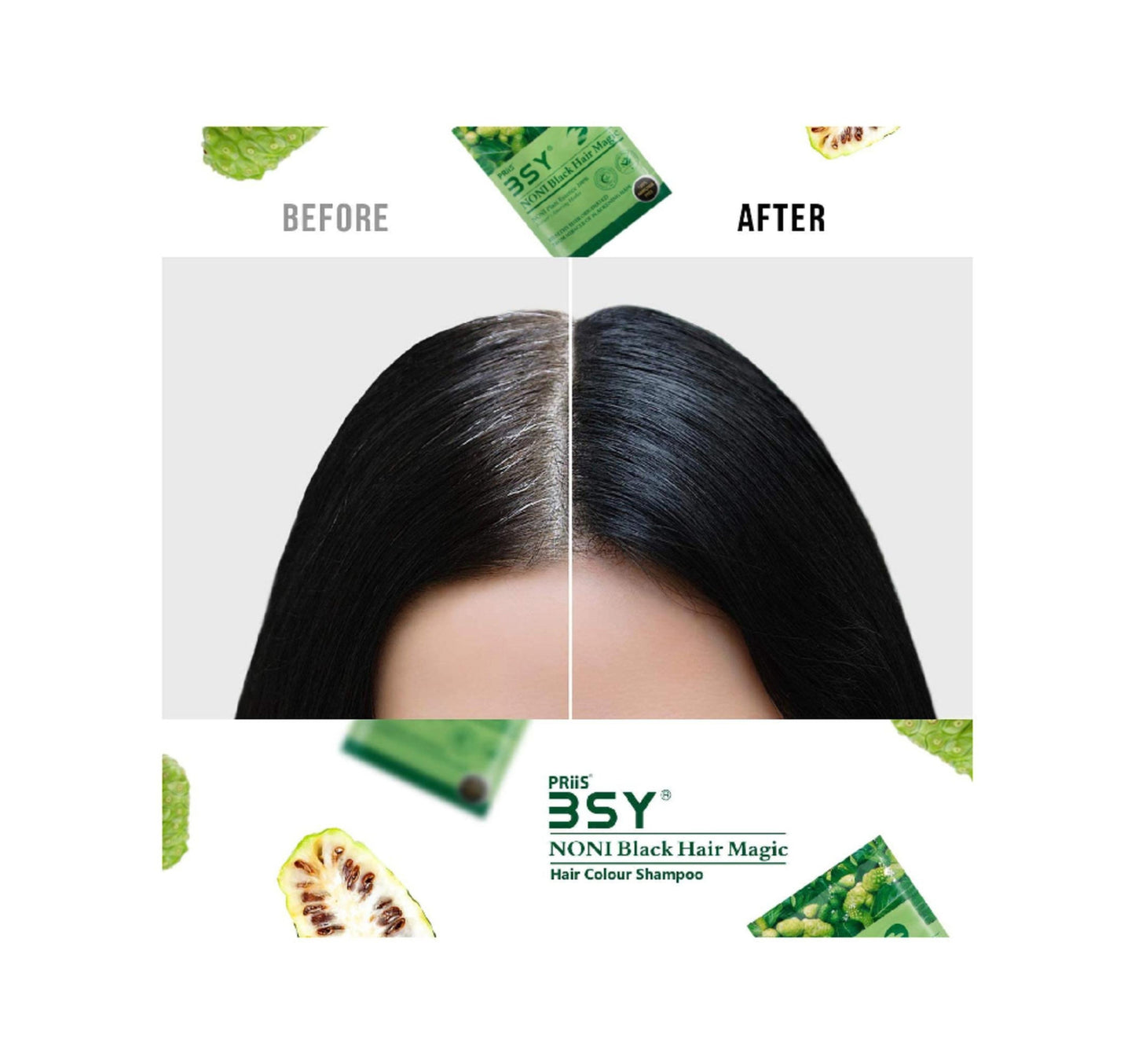 BSY Noni Hair Colour Shampoo Natural Black Value Pack 2 x 20 ml