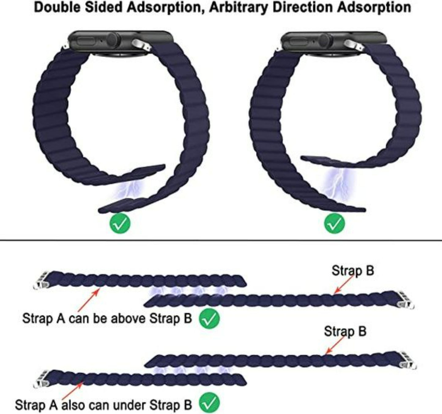 Trands Apple Watch Magnetic Strap, Deep Blue, AW6915