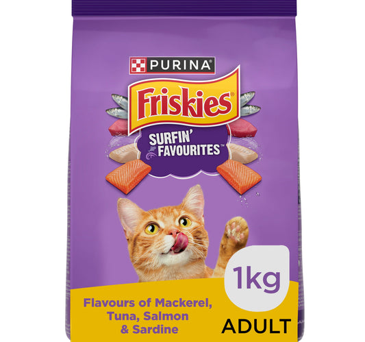 Purina Friskies Surfin Favourites Dry Cat Food 1 kg