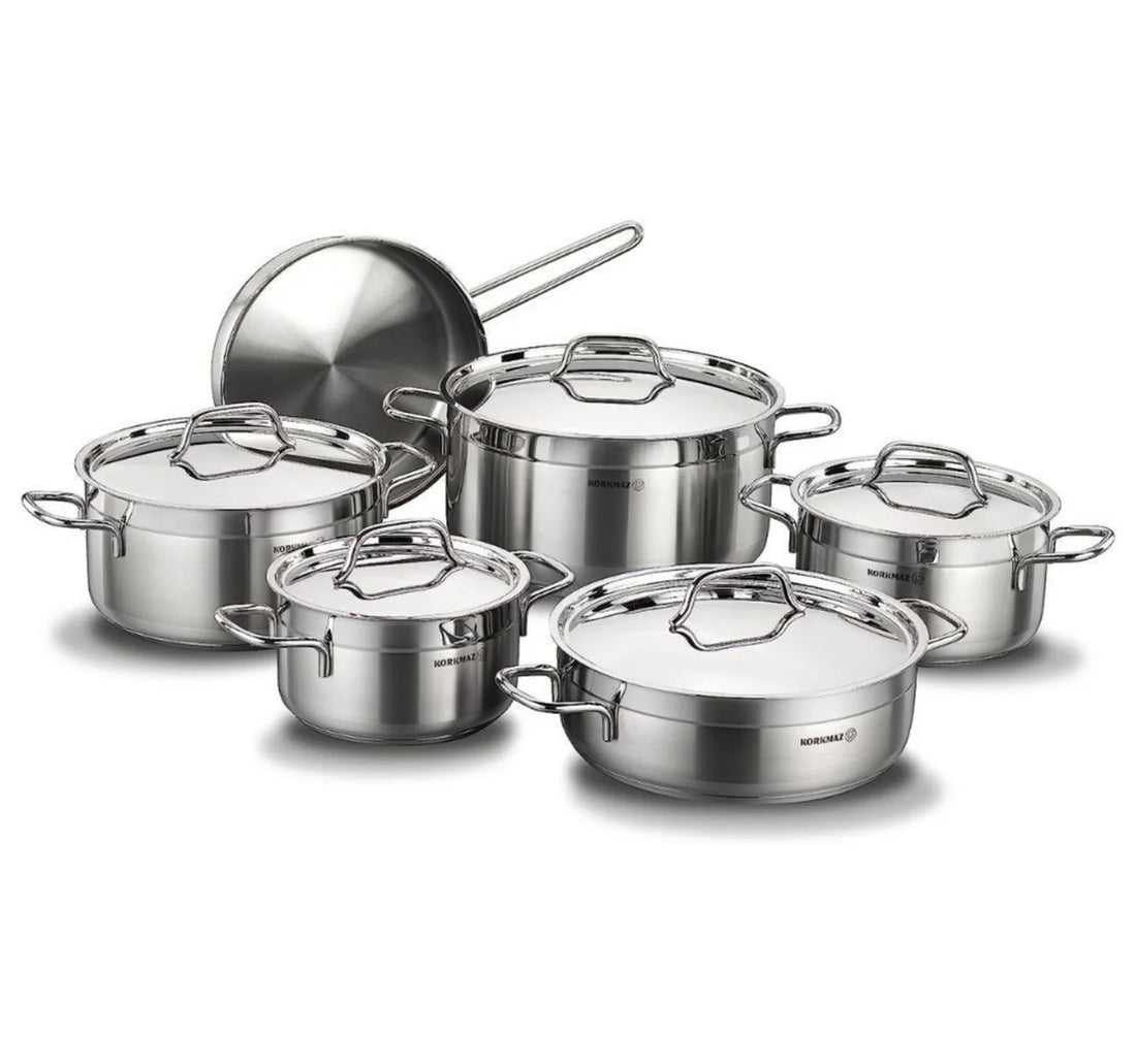 Korkmaz Alfa Plus Cookware Set, 11 pcs, Silver, A1610