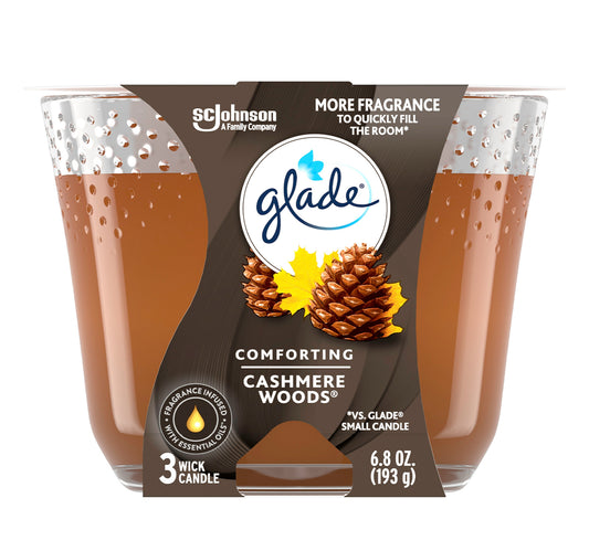 Glade Comforting Cashmere Woods Scented Candle 193 g