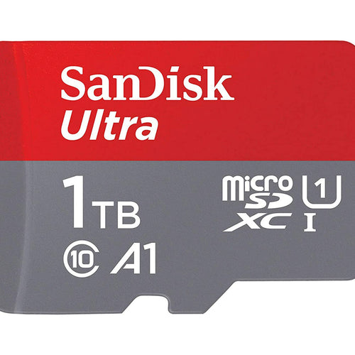 بطاقة ذاكرة SanDisk Ultra UHS I MicroSD، سعة 1 تيرابايت، 150 ميجابايت/ثانية، رمادي/أحمر، SDSQUAC-1T00-GN6MN
