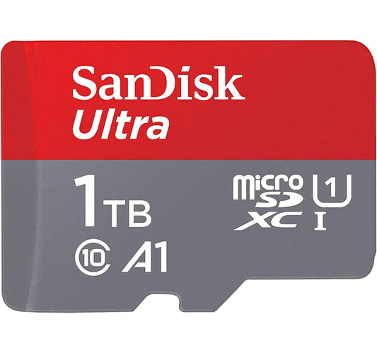SanDisk Ultra UHS I MicroSD Card, 1 TB, 150MB/s, Gray/Red, SDSQUAC-1T00-GN6MN