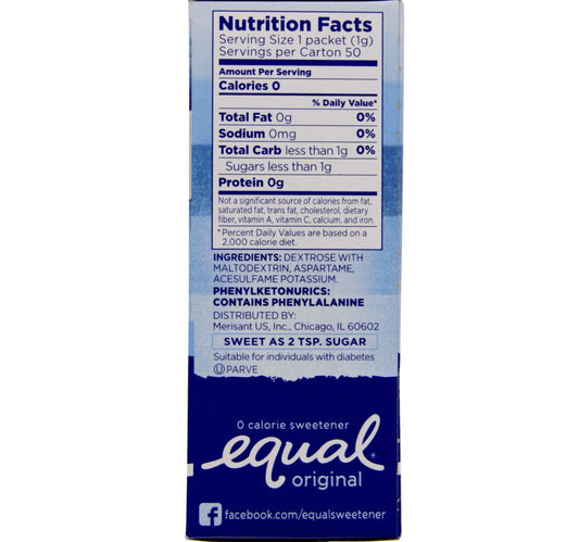 Equal Original Zero Calorie Sweetener Packets 50pcs