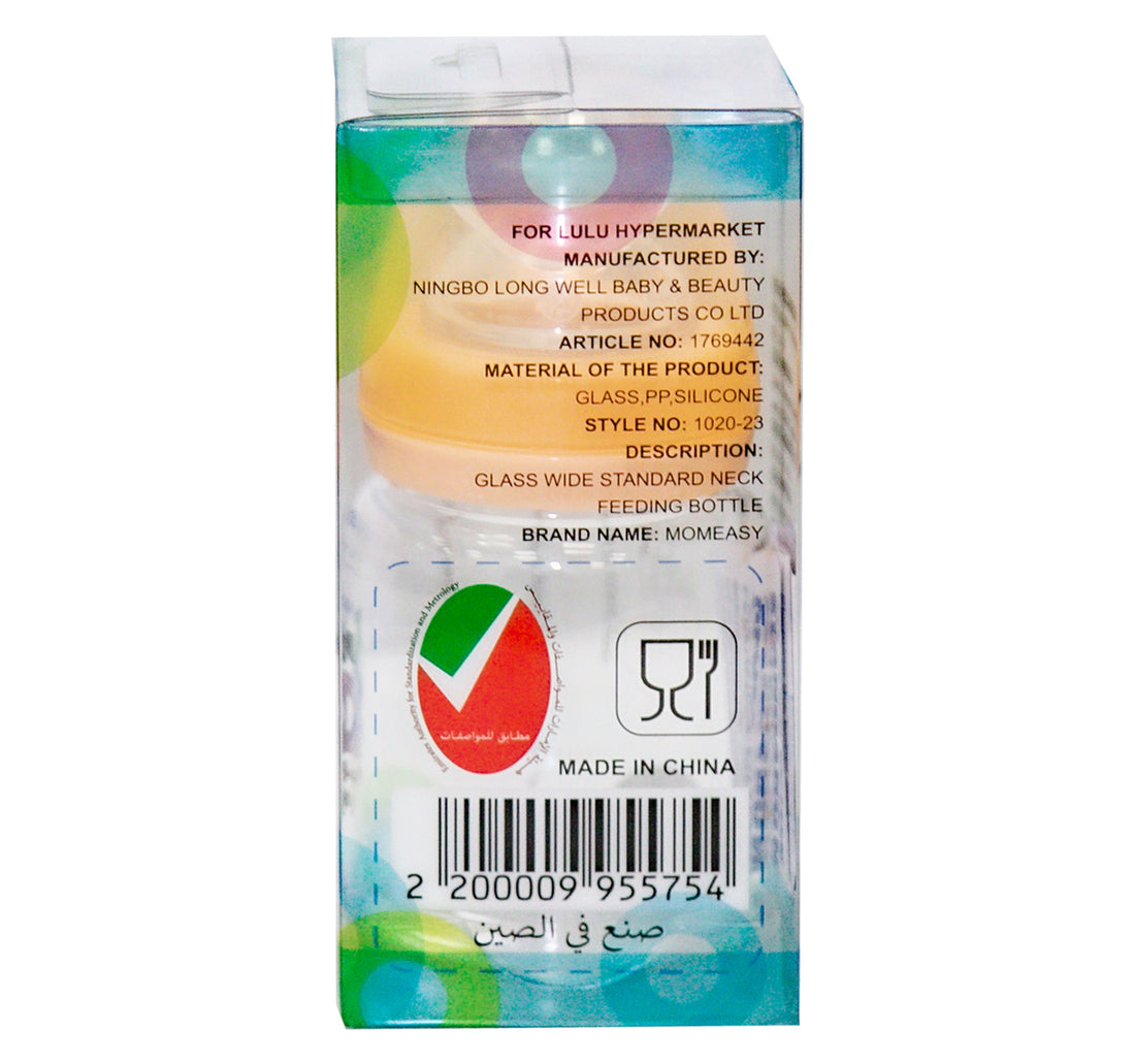 Momeasy Glass Wide Standard Neck Feeding Bottle 160 ml