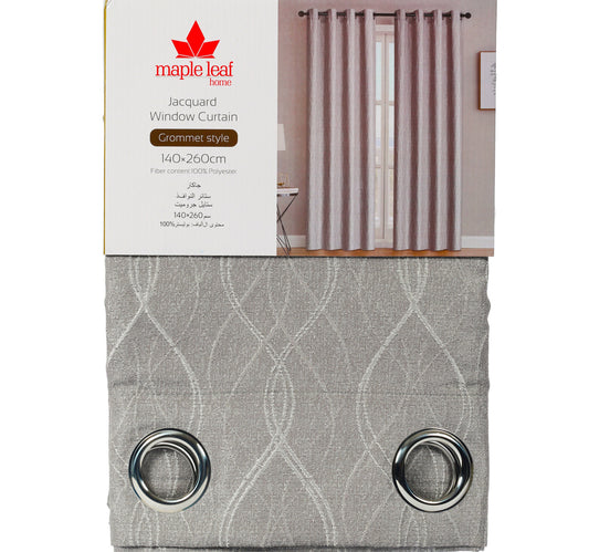 ستارة نافذة من الجاكار من مابل ليف هوم، مقاس 140 × 260 سم، فضية